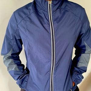 EUC ALO Yoga Wind Jacket - Navy Blue with Reflectors Size Medium